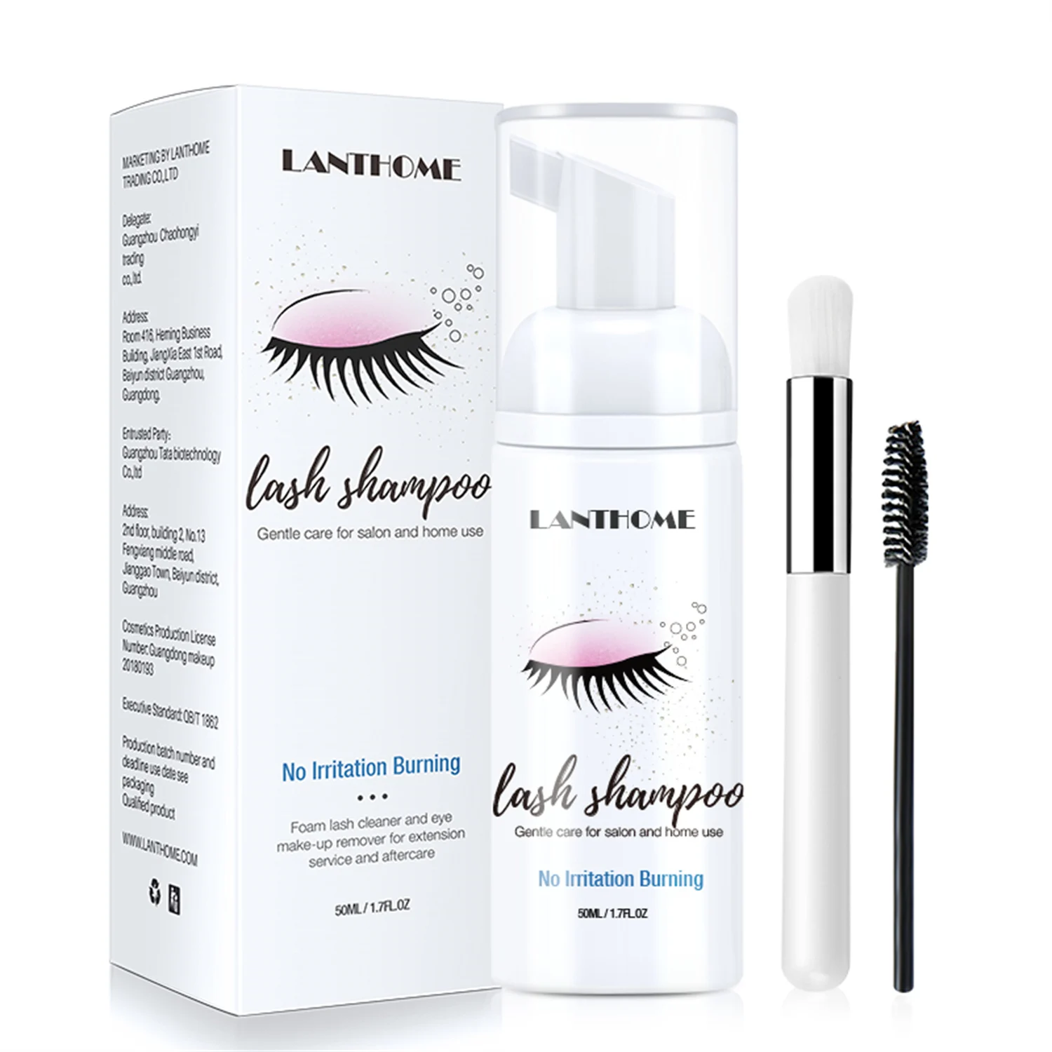 Eyelash Extension Wash Kit - 50ml Lanthome Estensione Delle Ciglia Shampoo