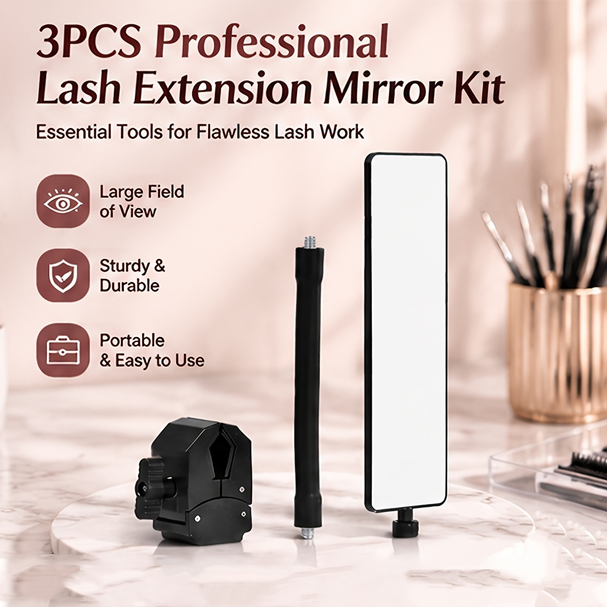 Lash Tray Organizer - Set di 3 Specchi Professionali per