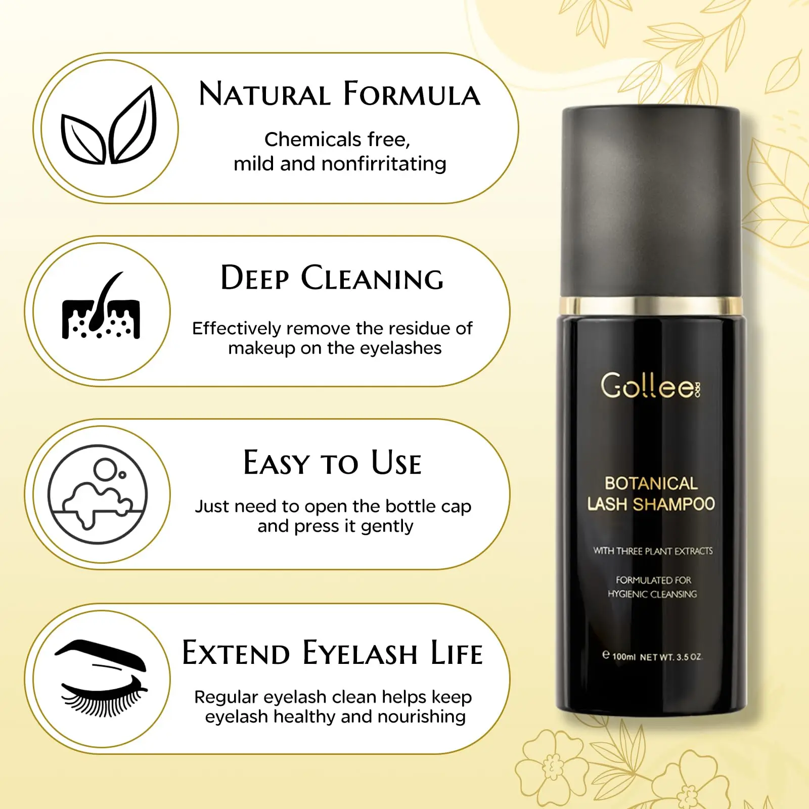 Gollee 100ml Mousse detergente - Eyelash Extension Wash Kit recensione e prezzo